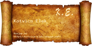 Kotvics Elek névjegykártya